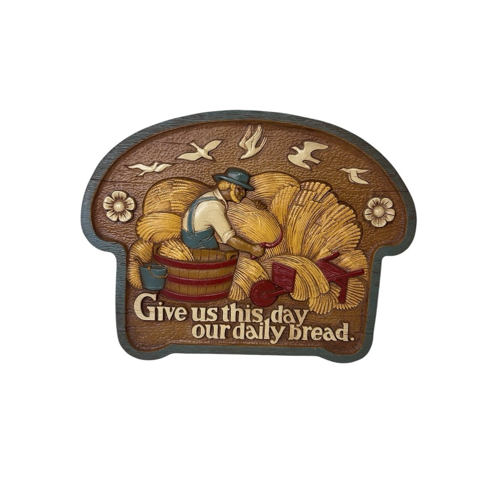 1986 Burwood Products USA Give Us This Day Our Daily Bread Wall Art Hanging - Picture 1 of 7